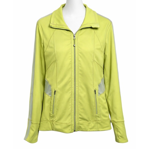 Tangerine Activewear Zip Up Jacket Athletic Track Jacket Bright Lime Green L - Picture 2 of 16